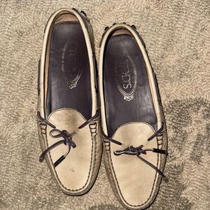 Tod's Cream and Dark Brown Women's Loafers